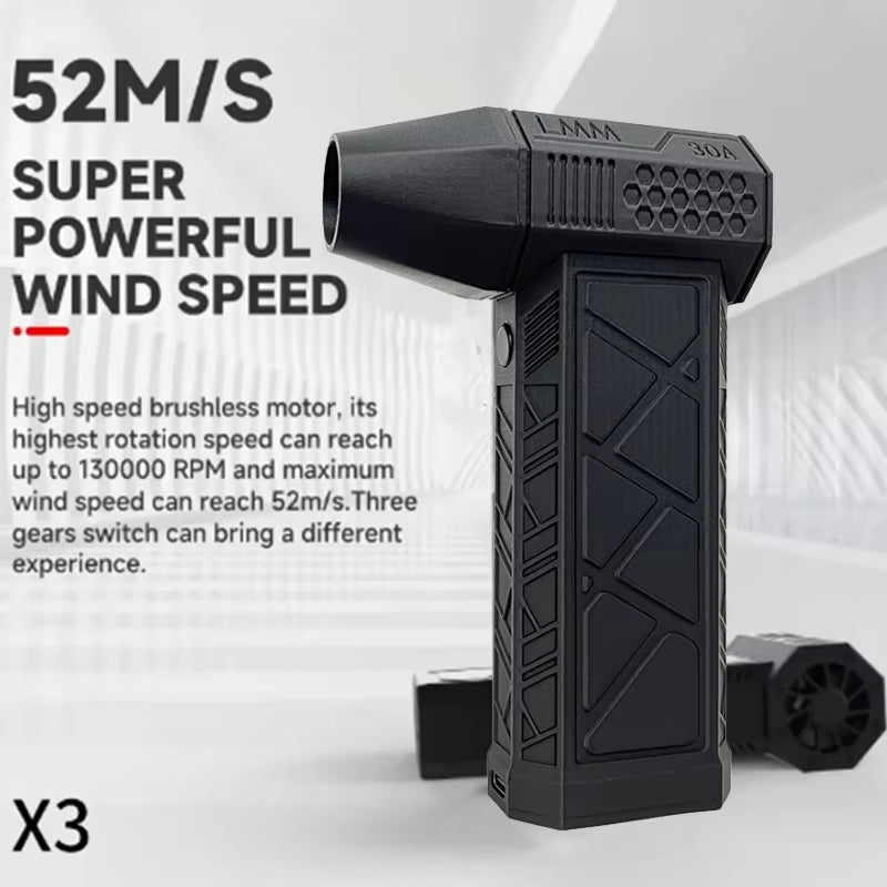 Mini Turbo Jet Fan Electric Air Duster with Adjustable 3-Speed Settings, 130,000 RPM Wind Speed, 52 m/s - Ideal for Car and Computer Cleaning