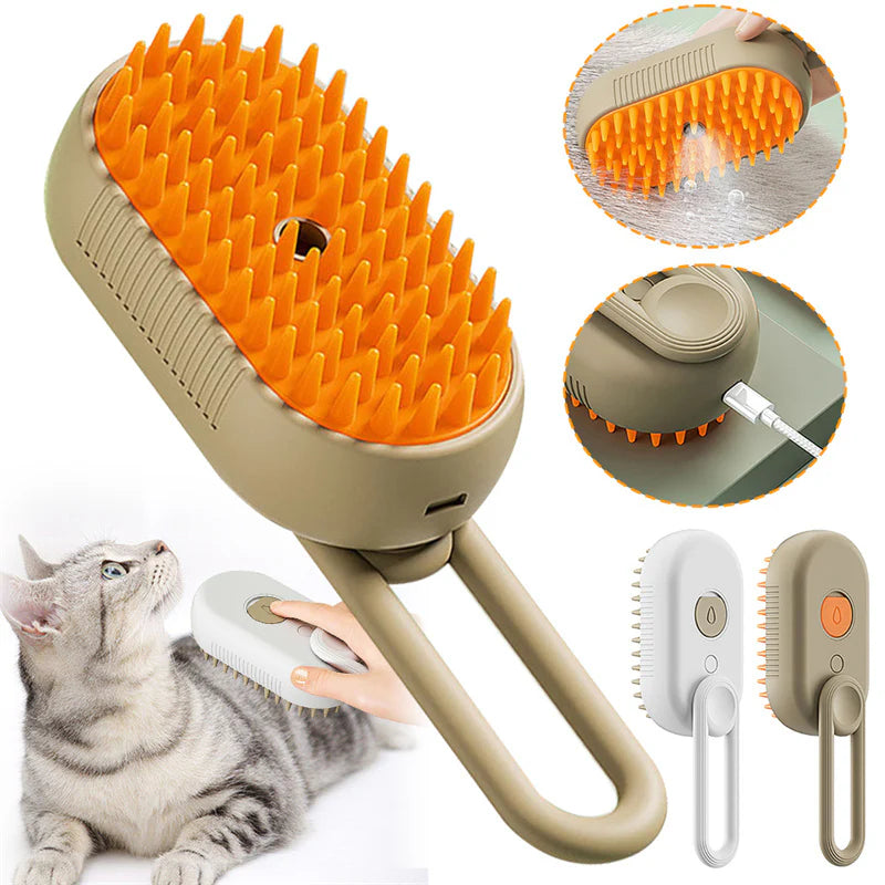 3-in-1 Steamy Pet Brush for Grooming & Massage
