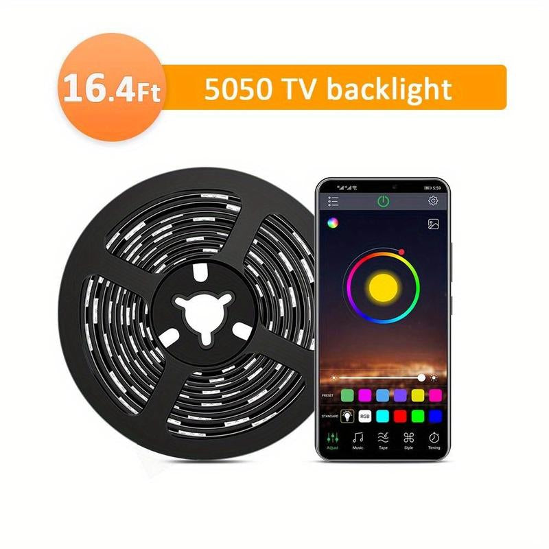 5M LED Light Strip, 1 Count Mother'S Day Gift, RGB Color Changing Night Light with App Control, Ambient Light for Home TV, PC & Laptop Decor