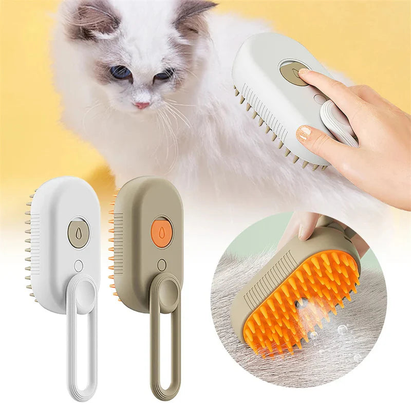 3-in-1 Steamy Pet Brush for Grooming & Massage