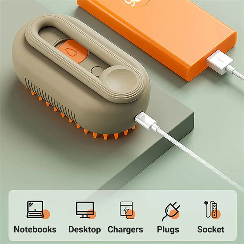 3-in-1 Steamy Pet Brush for Grooming & Massage