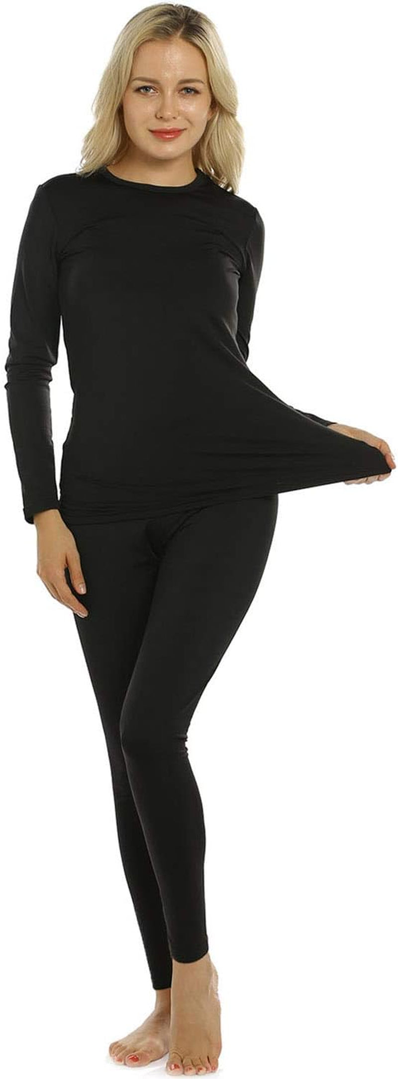 Thermal Underwear Set for Women Long Johns Base Layer Fleece Lined Top Bottom