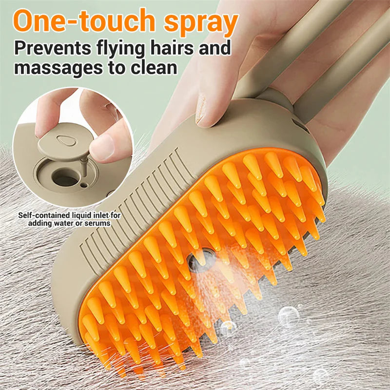 3-in-1 Steamy Pet Brush for Grooming & Massage
