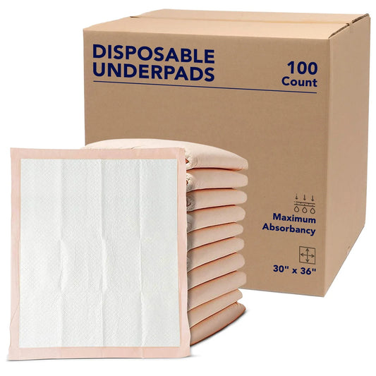 Premium Disposable Chucks Underpads 100 Count, 30" X 36" Bulk Case Pack