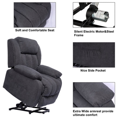 Power Lift Massage Recliner Chair for Elderly Heated Fabric Recliner Ergonomic