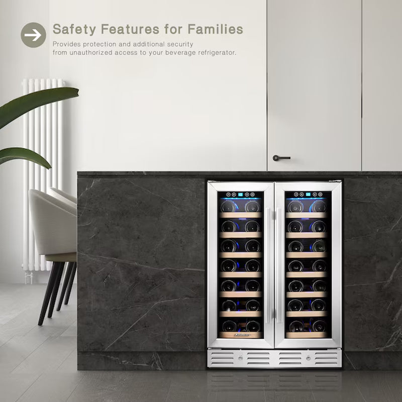40-Bottle Dual Zone Wine Cooler – Built-In/Freestanding with Glass Door.