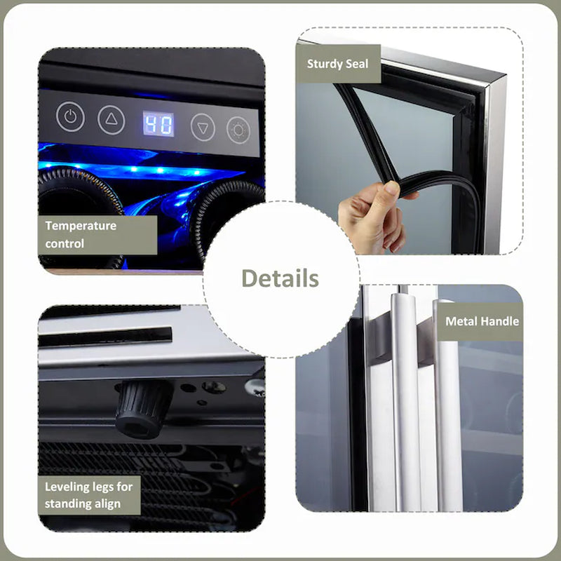 40-Bottle Dual Zone Wine Cooler – Built-In/Freestanding with Glass Door.