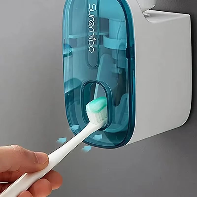 Toothpaste Dispenser & Toothbrush Holder – Wall-Mounted Bathroom Accessory