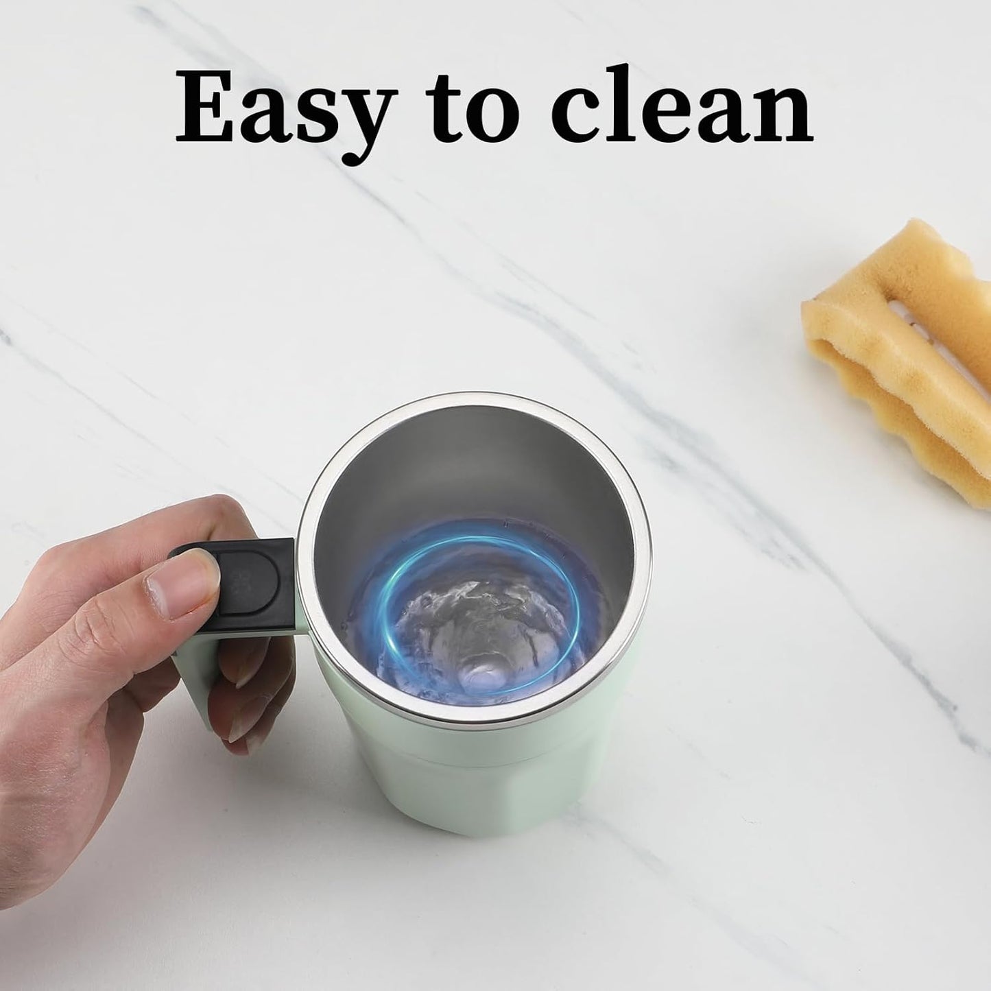 Self Stirring Coffee Mug with Temperature Display, Rechargeable Stirring Mug, Automatic Self Stirring Cup with Lid, for Coffee, Milk and Other Beverages, Green