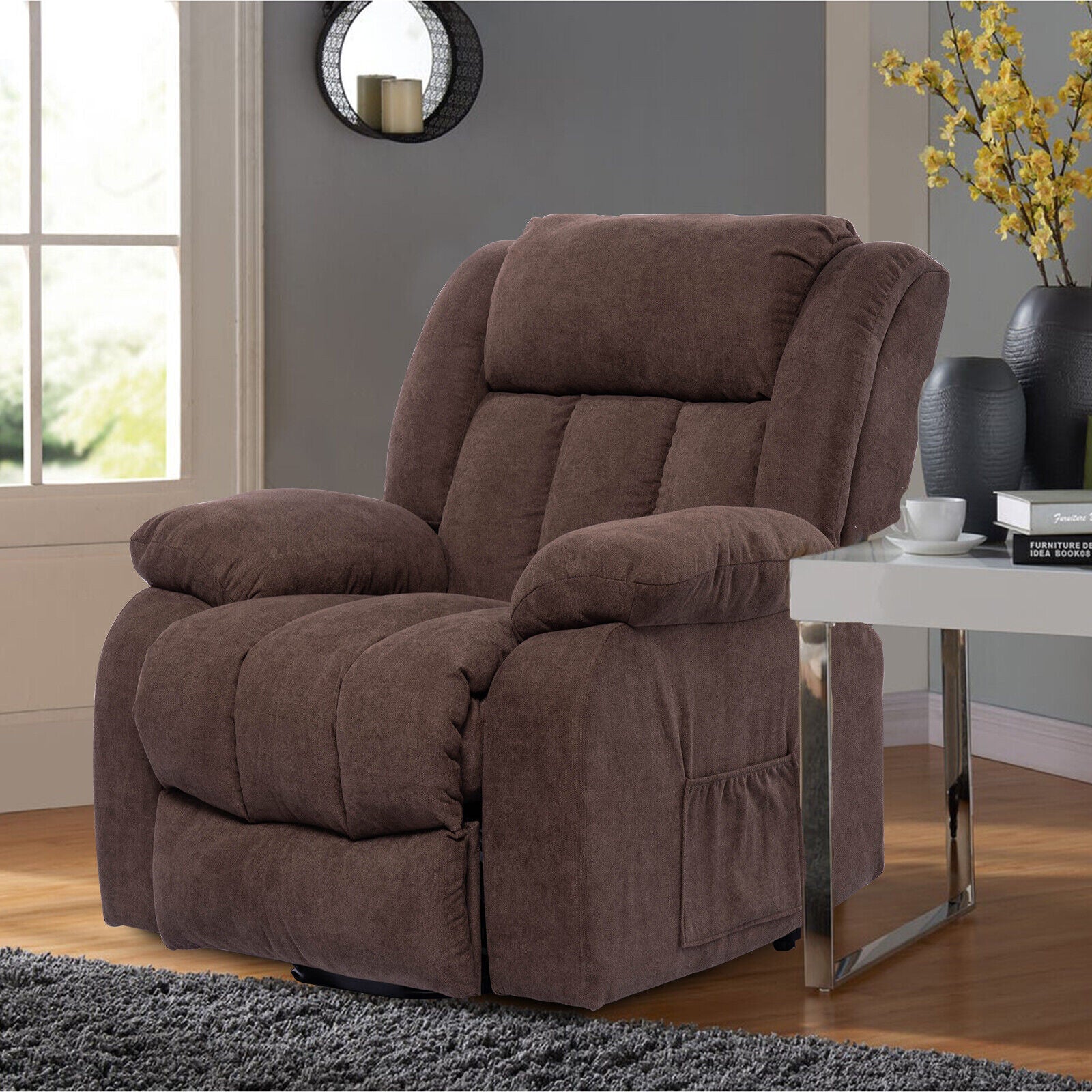 Power Lift Massage Recliner Chair for Elderly Heated Fabric Recliner Ergonomic
