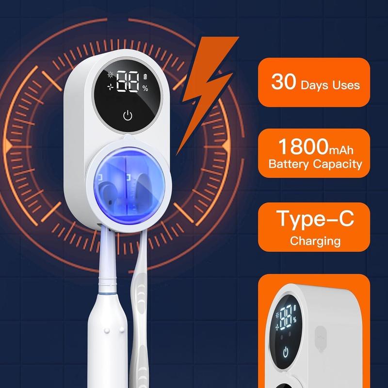 Wall-Mounted UV Toothbrush Sterilizer – Rechargeable Holder & LED Smart Screen