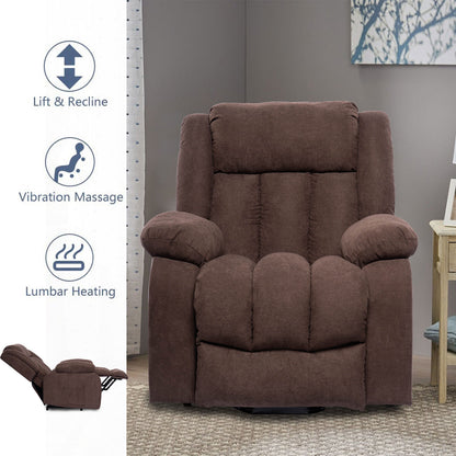 Power Lift Massage Recliner Chair for Elderly Heated Fabric Recliner Ergonomic