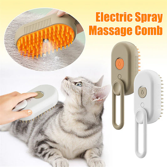 3-in-1 Steamy Pet Brush for Grooming & Massage