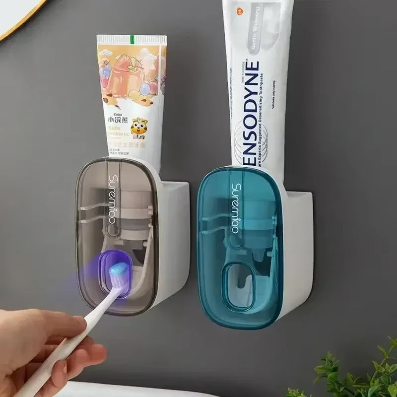 Toothpaste Dispenser & Toothbrush Holder – Wall-Mounted Bathroom Accessory