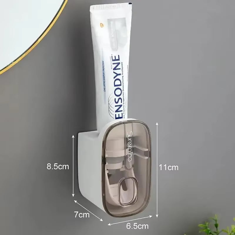 Toothpaste Dispenser & Toothbrush Holder – Wall-Mounted Bathroom Accessory