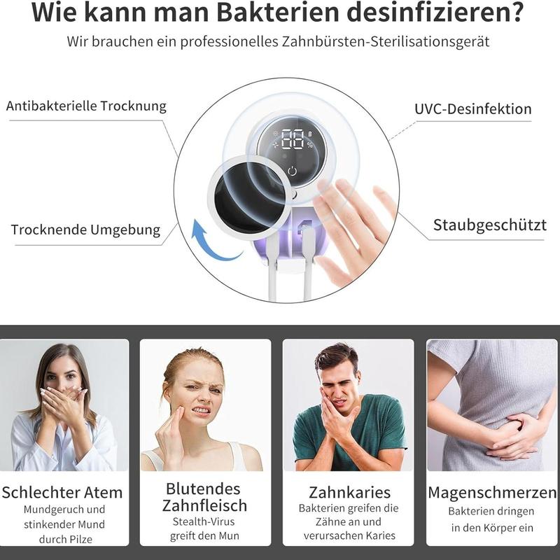 Wall-Mounted UV Toothbrush Sterilizer – Rechargeable Holder & LED Smart Screen