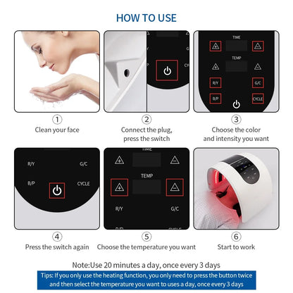 Foldable 7-Color LED Light Therapy Mask for Skin Care & Acne Treatment
