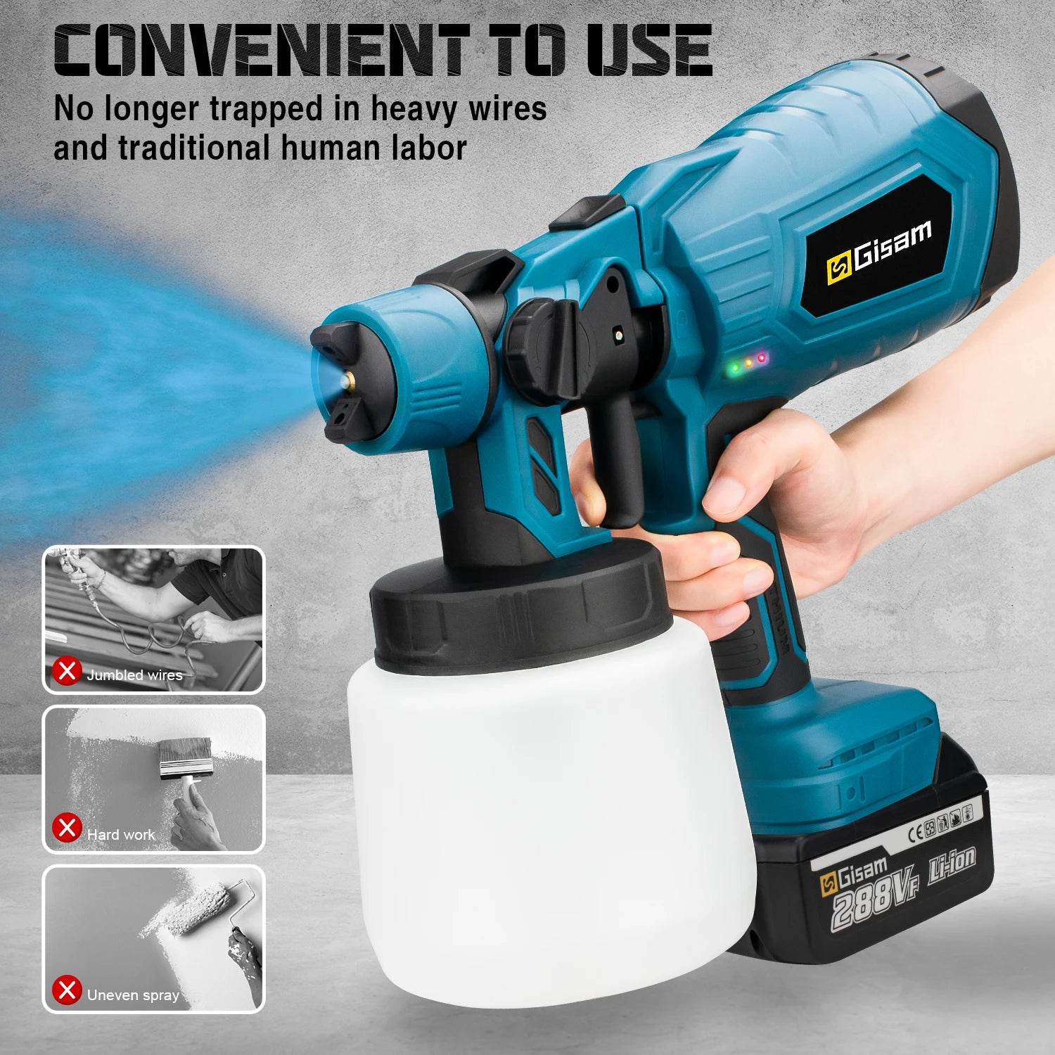 1000ML Cordless HVLP Paint Sprayer
