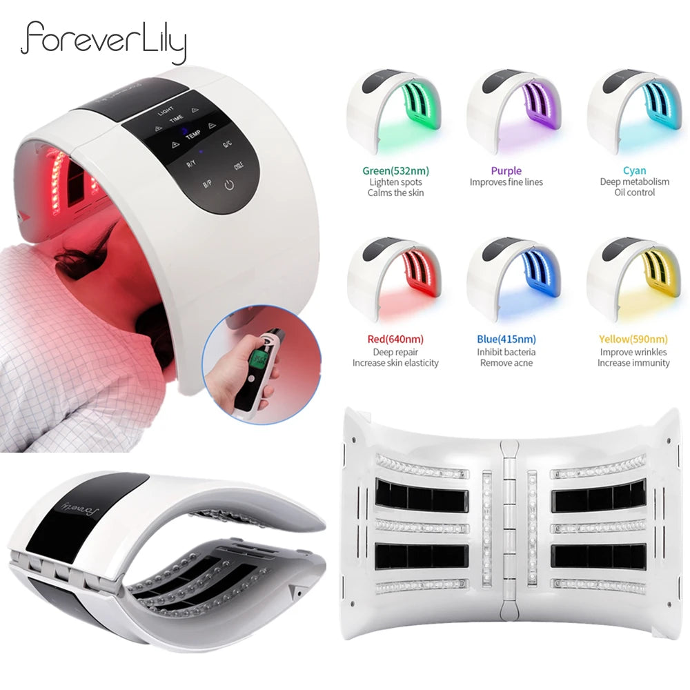 Foldable 7-Color LED Light Therapy Mask for Skin Care & Acne Treatment