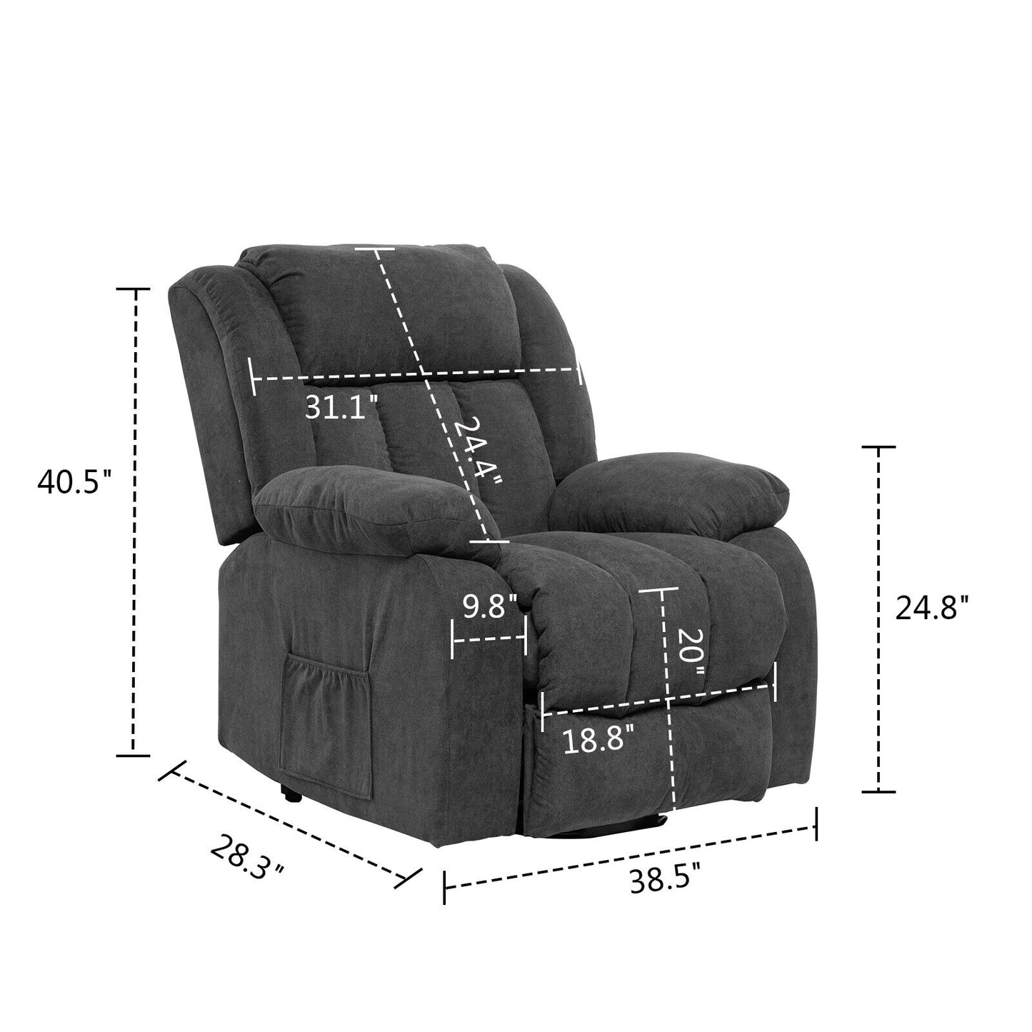 Power Lift Massage Recliner Chair for Elderly Heated Fabric Recliner Ergonomic