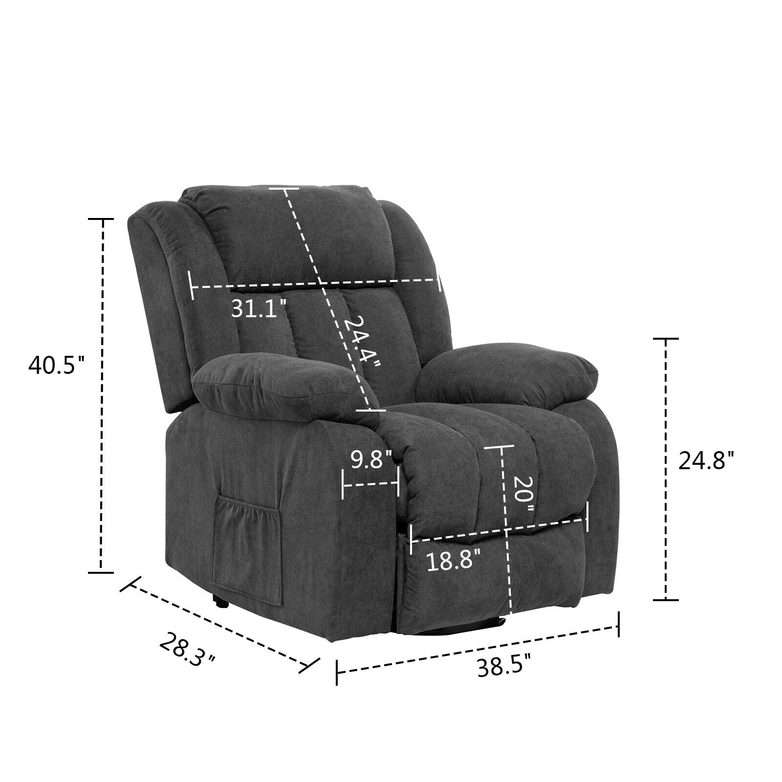 Power Lift Massage Recliner Chair for Elderly Heated Fabric Recliner Ergonomic