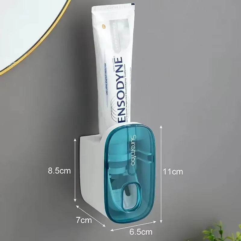 Toothpaste Dispenser & Toothbrush Holder – Wall-Mounted Bathroom Accessory