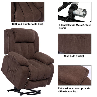 Power Lift Massage Recliner Chair for Elderly Heated Fabric Recliner Ergonomic