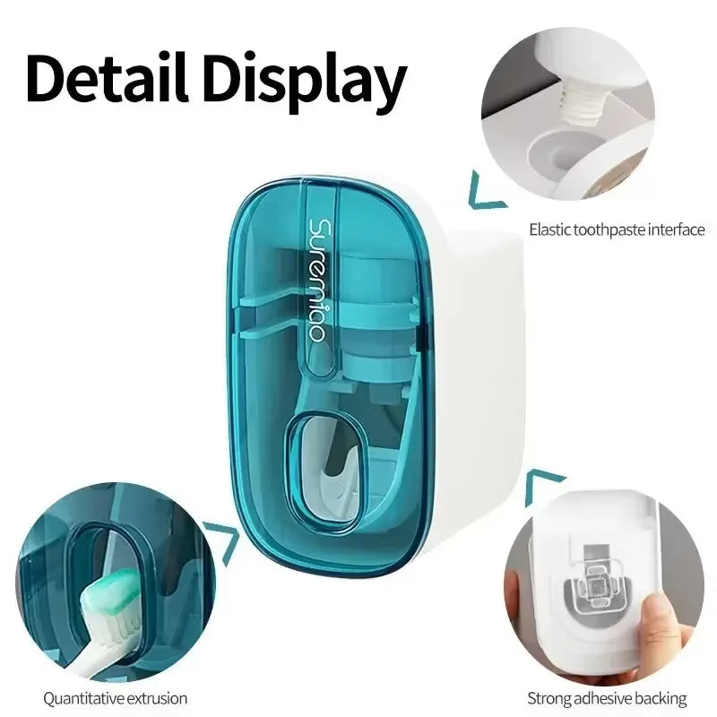 Toothpaste Dispenser & Toothbrush Holder – Wall-Mounted Bathroom Accessory