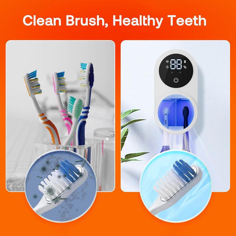Wall-Mounted UV Toothbrush Sterilizer – Rechargeable Holder & LED Smart Screen