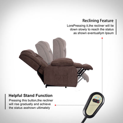 Power Lift Massage Recliner Chair for Elderly Heated Fabric Recliner Ergonomic