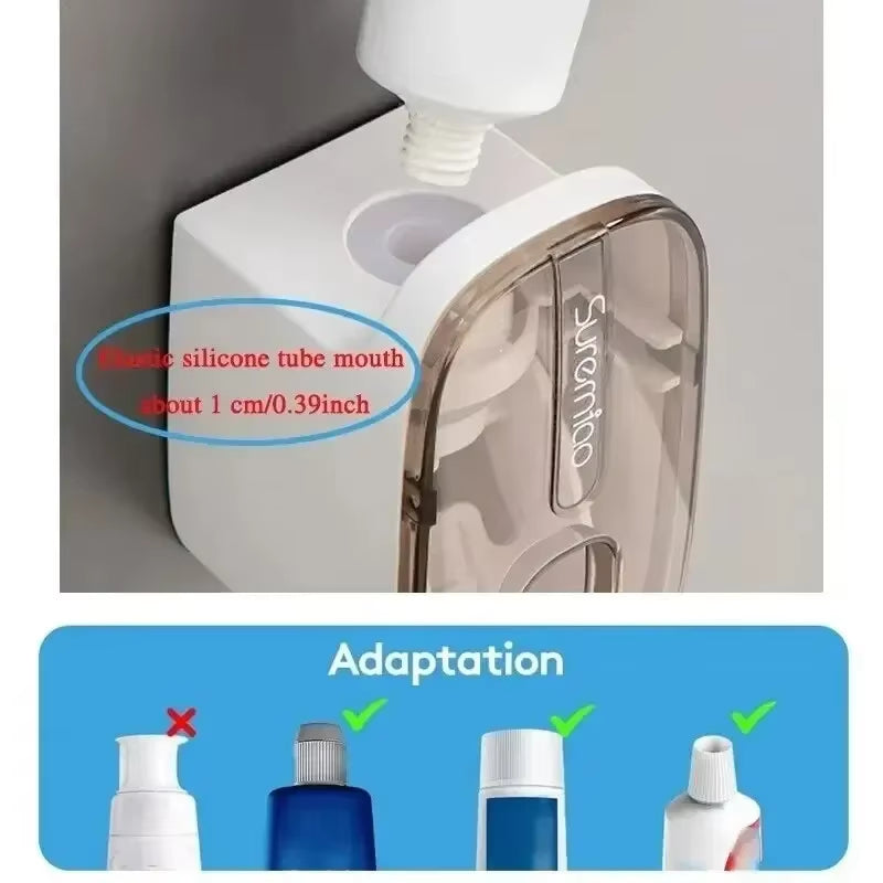 Toothpaste Dispenser & Toothbrush Holder – Wall-Mounted Bathroom Accessory