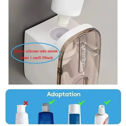 Toothpaste Dispenser & Toothbrush Holder – Wall-Mounted Bathroom Accessory