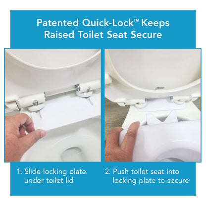 4-Inch Raised Toilet Seat with Quick Lock for Seniors, 300 Lb Weight Capacity, Slip-Resistant