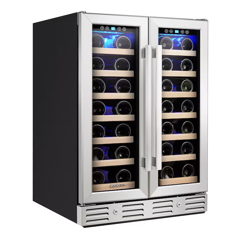 40-Bottle Dual Zone Wine Cooler – Built-In/Freestanding with Glass Door.